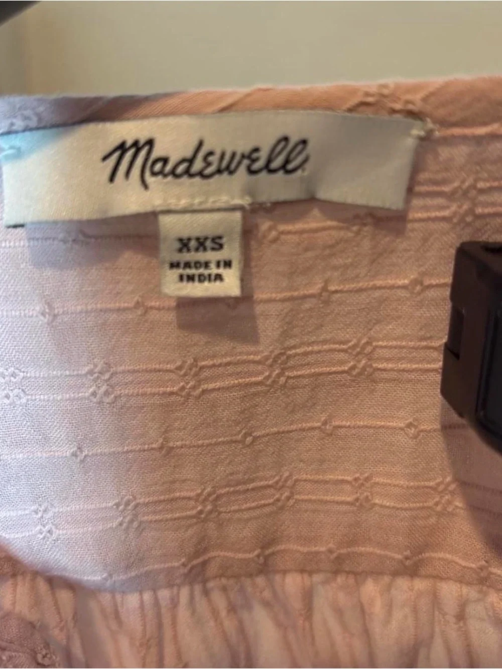 Madewell Blush Pink Textured Puff Sleeve Top